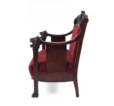 American Victorian Red Velvet 5 Piece Living Room Set