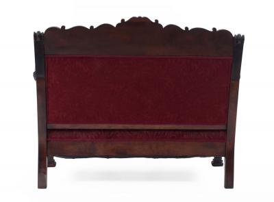 American Victorian Red Velvet 5 Piece Living Room Set