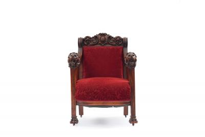 American Victorian Red Velvet 5 Piece Living Room Set