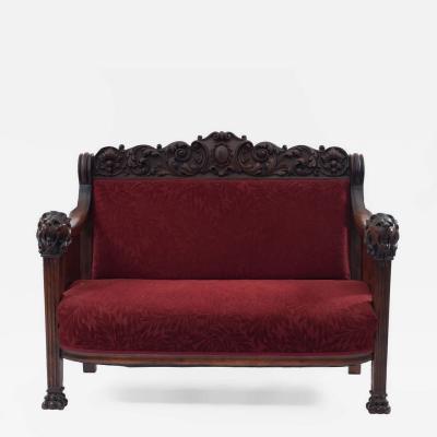 American Victorian Red Velvet 5 Piece Living Room Set