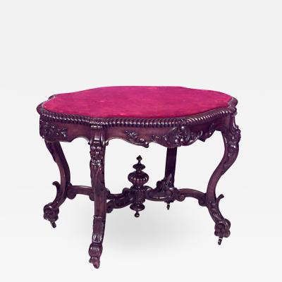 American Victorian Red Velvet End Table