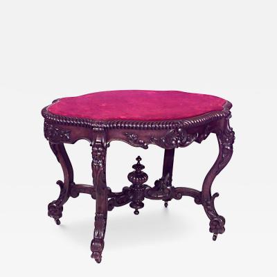 American Victorian Red Velvet End Table