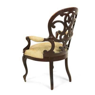 American Victorian Rosewood Open Back Armchair