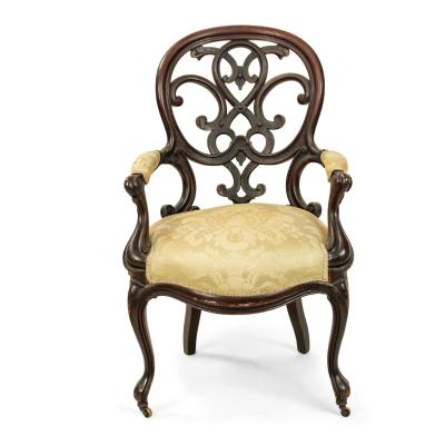 American Victorian Rosewood Open Back Armchair