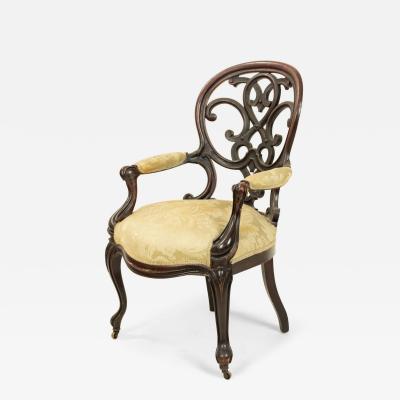American Victorian Rosewood Open Back Armchair