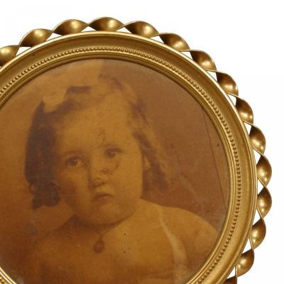 American Victorian Round Brass Picture Frame