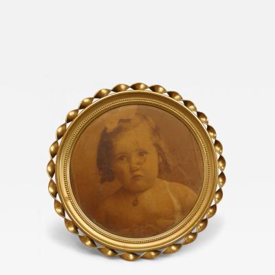American Victorian Round Brass Picture Frame