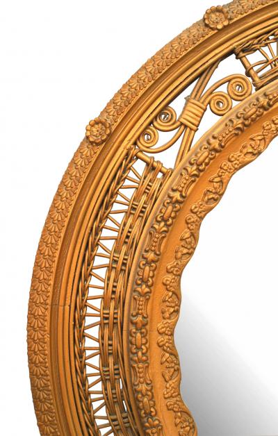 American Victorian Round Wicker Wall Mirror