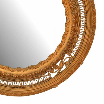 American Victorian Round Wicker Wall Mirror