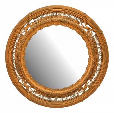 American Victorian Round Wicker Wall Mirror