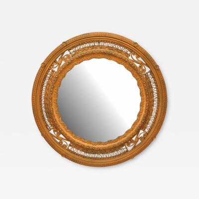 American Victorian Round Wicker Wall Mirror