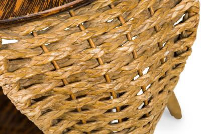 American Victorian Seagrass and Oak End Table