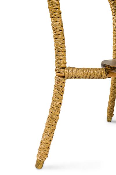 American Victorian Seagrass and Oak End Table