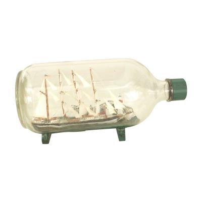 American Victorian Ship and Lighthouse in a Bottle