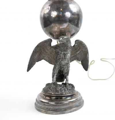 American Victorian Silver Plate Eagle Table Lamps