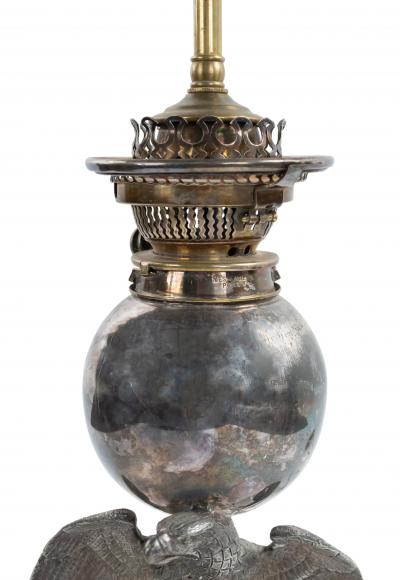 American Victorian Silver Plate Eagle Table Lamps