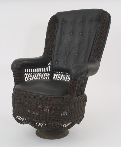 American Victorian Stained Natural Wicker Arm Chair