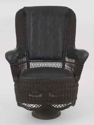 American Victorian Stained Natural Wicker Arm Chair