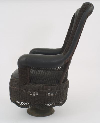 American Victorian Stained Natural Wicker Arm Chair