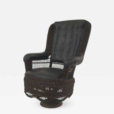 American Victorian Stained Natural Wicker Arm Chair