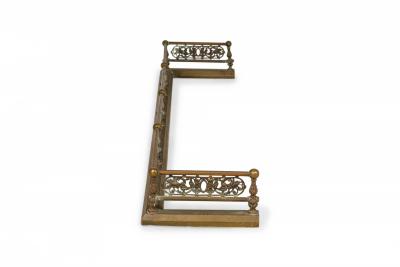 American Victorian Style Bronze and Iron Foliate Design Fireplace Fender