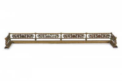 American Victorian Style Bronze and Iron Foliate Design Fireplace Fender