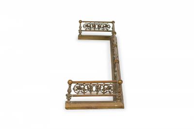 American Victorian Style Bronze and Iron Foliate Design Fireplace Fender