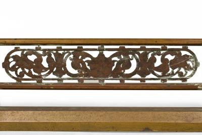 American Victorian Style Bronze and Iron Foliate Design Fireplace Fender