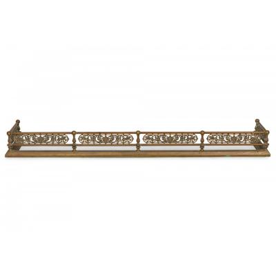 American Victorian Style Bronze and Iron Foliate Design Fireplace Fender