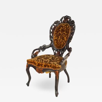 American Victorian Velvet Arm Chair