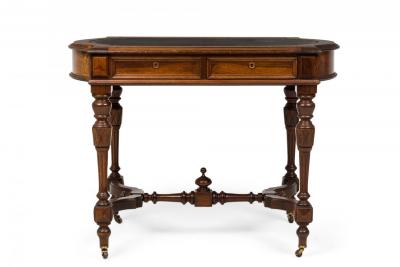 American Victorian Walnut Leather Topped Desk with Pullout Drawers