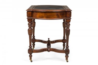 American Victorian Walnut Leather Topped Desk with Pullout Drawers