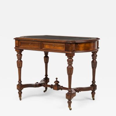 American Victorian Walnut Leather Topped Desk with Pullout Drawers