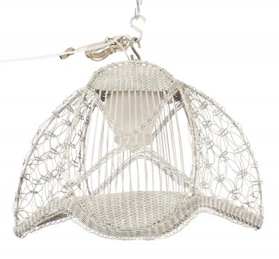 American Victorian White Wicker Chandelier
