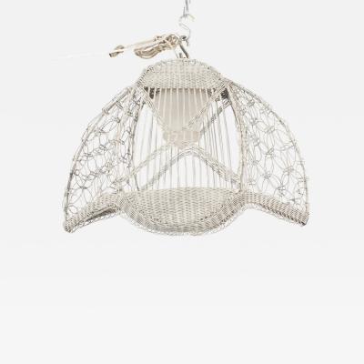 American Victorian White Wicker Chandelier