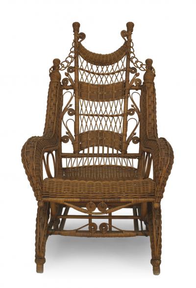 American Victorian Wicker Woven Rocking Chair