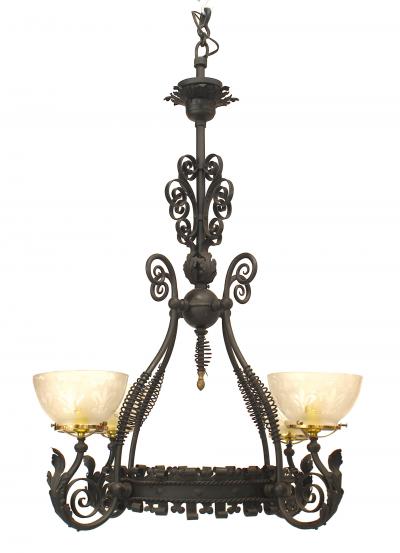 American Victorian Wrought Iron Chandelier
