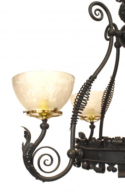 American Victorian Wrought Iron Chandelier