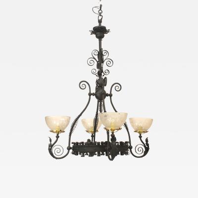 American Victorian Wrought Iron Chandelier