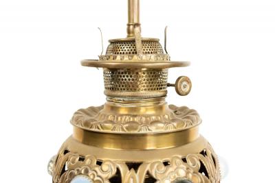 American Victorian Zoomorphic Brass Jeweled Floor Lamp