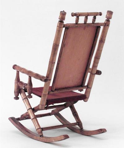 American Victorian faux bamboo maple rocking chair