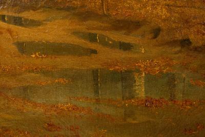 American Victorian landscape painting of a fall forest scene