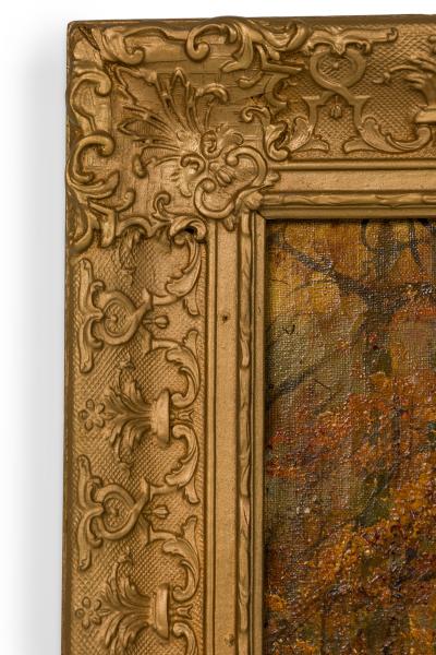 American Victorian landscape painting of a fall forest scene