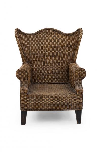 American Wicker Rattan Wing Chair