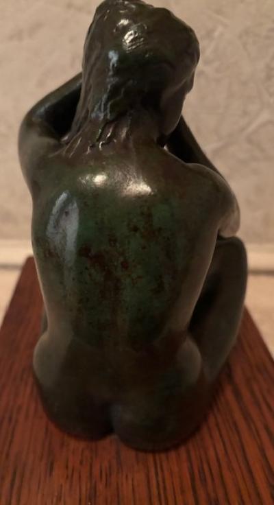 American bronze figure on wood base Seated Nude 4 by Joe Brown 1946