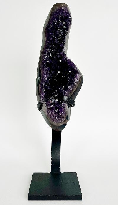 Amethyst Crystal Geode Cluster on Custom Stand Uruguay 