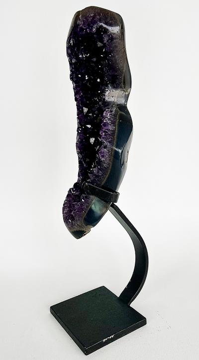 Amethyst Crystal Geode Cluster on Custom Stand Uruguay 