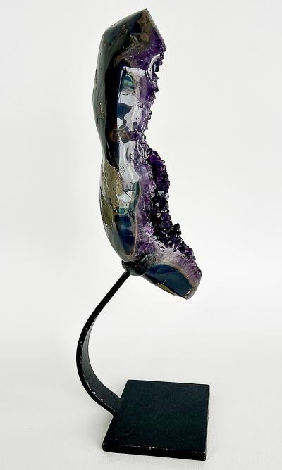 Amethyst Crystal Geode Cluster on Custom Stand Uruguay 