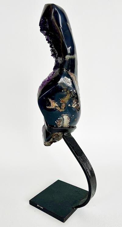 Amethyst Crystal Geode Cluster on Custom Stand Uruguay 