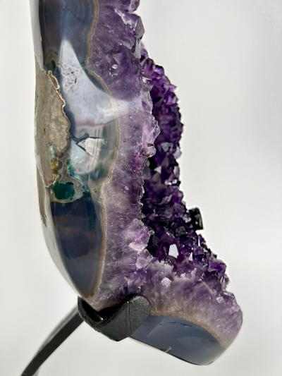 Amethyst Crystal Geode Cluster on Custom Stand Uruguay 